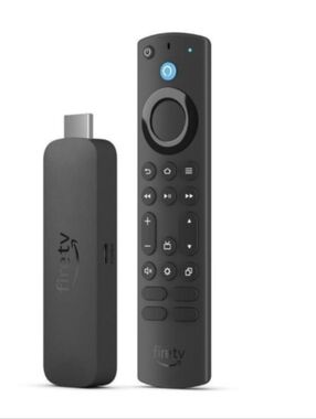 Amazon Fire TV Stick 4K Select in brown and black with orange accent